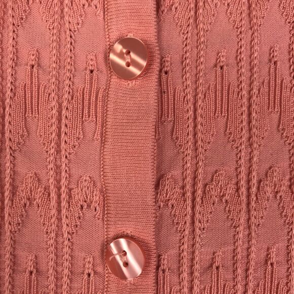 Pendleton Button Up Cardigan Sweater Pink Silk Nylon Cotton Petite Medium FLAW - Picture 3 of 11